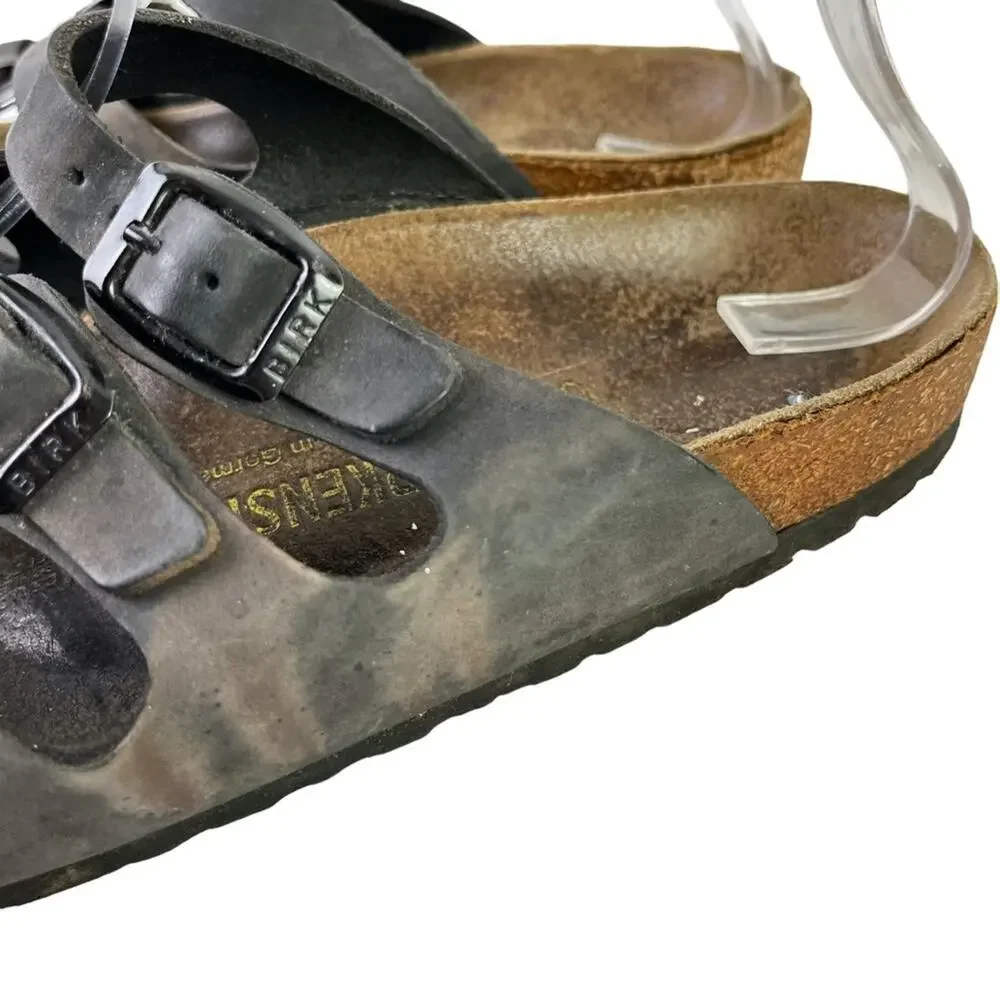 Birkenstock Florida Women's Black Genuine Leather Slides Sandals Shoes Flats  5